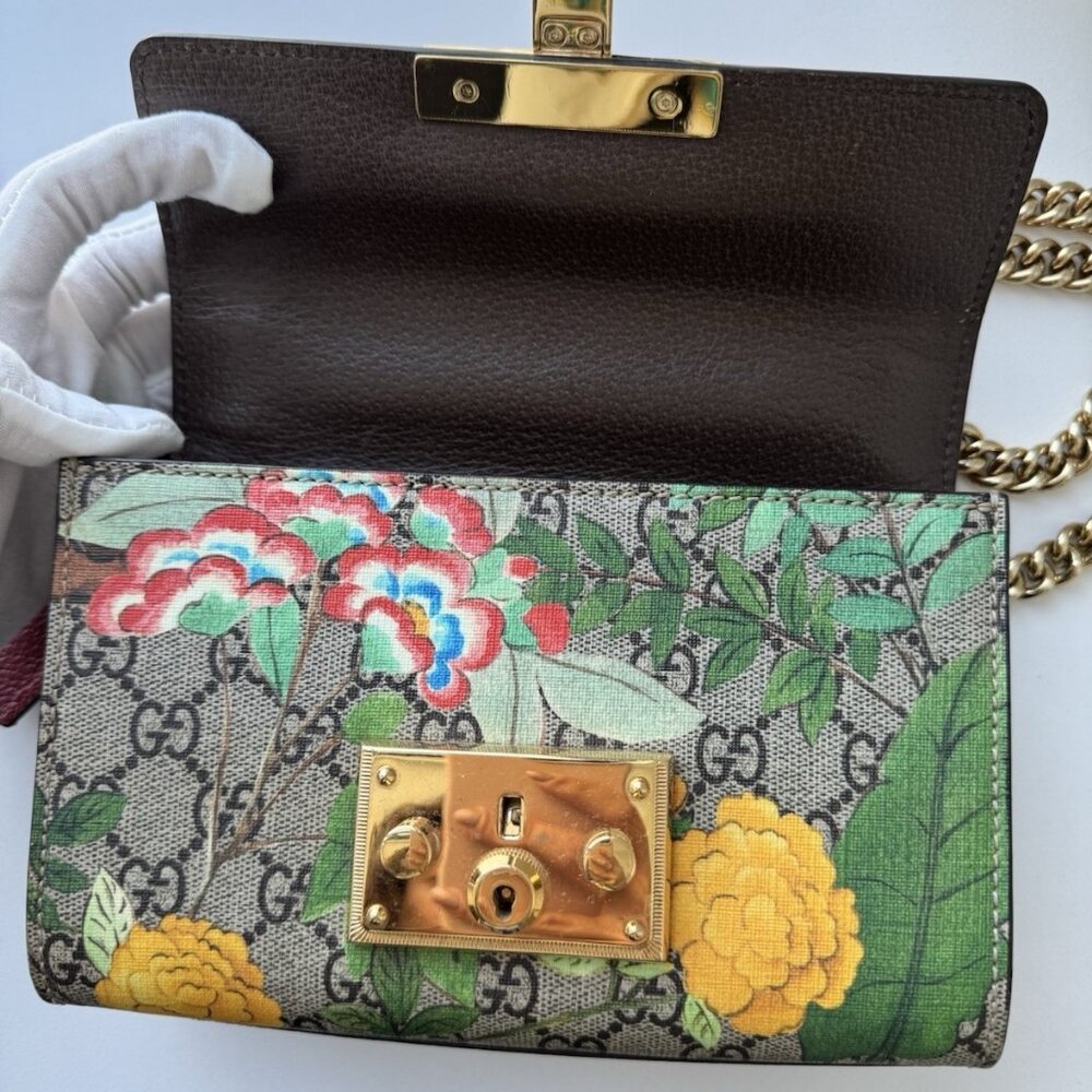 Gucci Padlock Shoulder Bag Tian Print GG Coated Canvas Small - Picture 10 of 16